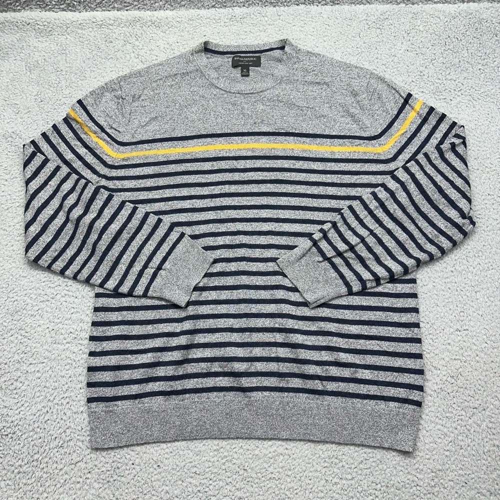 Banana Republic 594268-01 Men XL Premium Luxe Yarn Crewneck Striped Knit Sweater